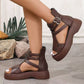 Orthopaedic women's sandals with platform and wedge heel in soft leather