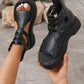 Orthopaedic women's sandals with platform and wedge heel in soft leather