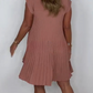 Women's 2-Piece Outfits Pleated Tunic Top & Shorts