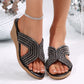 Open Toe Slope Heel Rhinestone Sandals