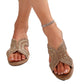 Open Toe Slope Heel Rhinestone Sandals