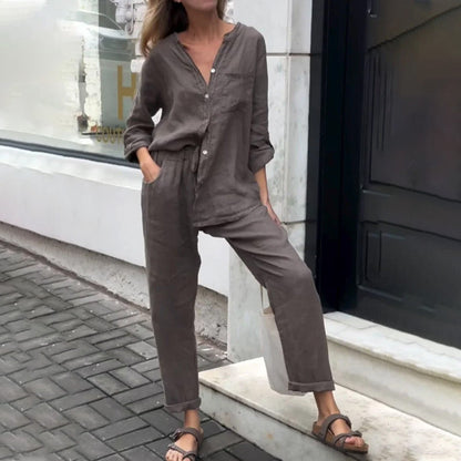 Women's 2 Piece Outfits Oversized Shirt & Pants