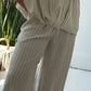 Women's Striped Top & Wide-Leg Pants 2-Piece Set