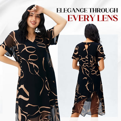 💝✨Flowy V-Neck Printed Long Dress