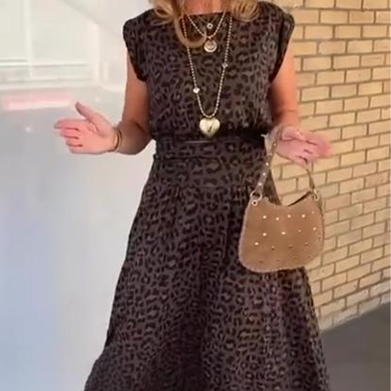 Women’s Leopard Print Top and Skirt Set