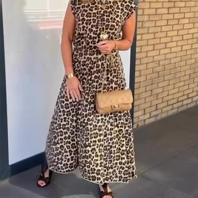 Women’s Leopard Print Top and Skirt Set