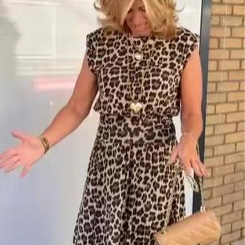 Women’s Leopard Print Top and Skirt Set