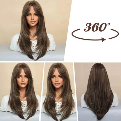 🔥Hot Sale For 50% OFF🎉Nice gift*Wig long hair Layered bangs wigs