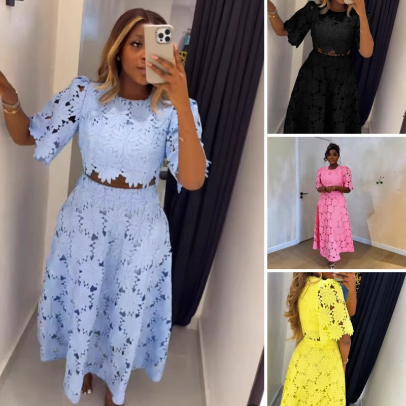 Women's Fashion Hollow Design Two-piece Set