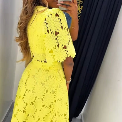 Women's Fashion Hollow Design Two-piece Set