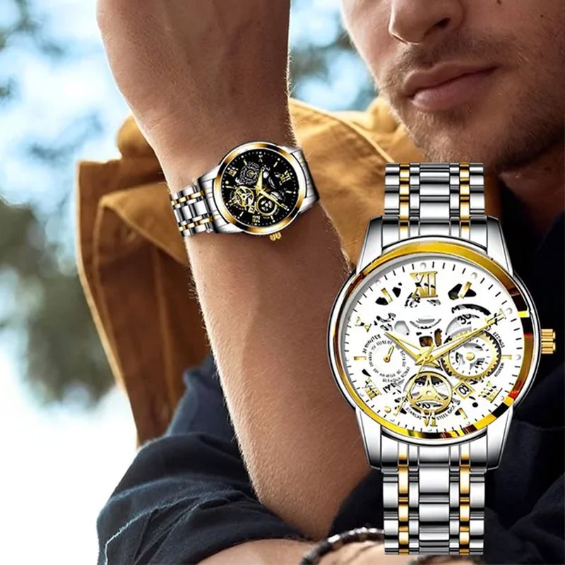 ⌚ 49% OFF NOW! 🔥 Men's Roman Skeleton Mechanical Watch - Waterproof & Automatic, Stylish Statement for Any Occasion ✨