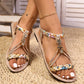 Women's Boho PU Leather Flat Sandals