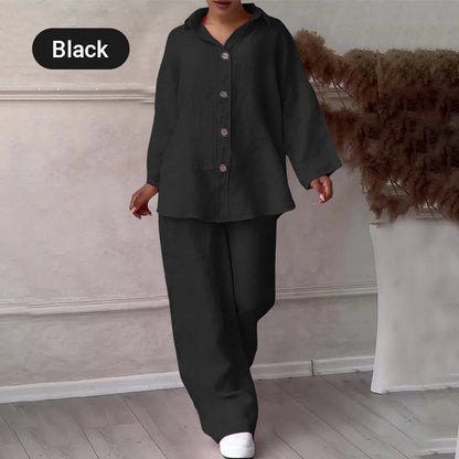 Fashion Botton-Down Shirt & Pants 2-Piece Set