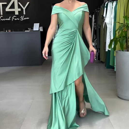 Women’s Elegant V Neck Backless Split Long Dress