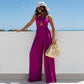 Women's Fashion Sexy Halter Sleeveless Backless Wide Leg Jumpsuit