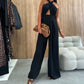 Women's Fashion Sexy Halter Sleeveless Backless Wide Leg Jumpsuit