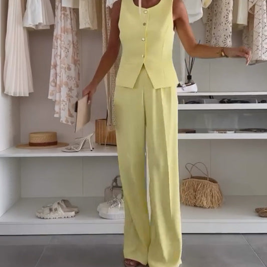 🌸Summer Hot Sale 49%OFF🌸Women's Sleeveless Top and Full-Length Pants Set