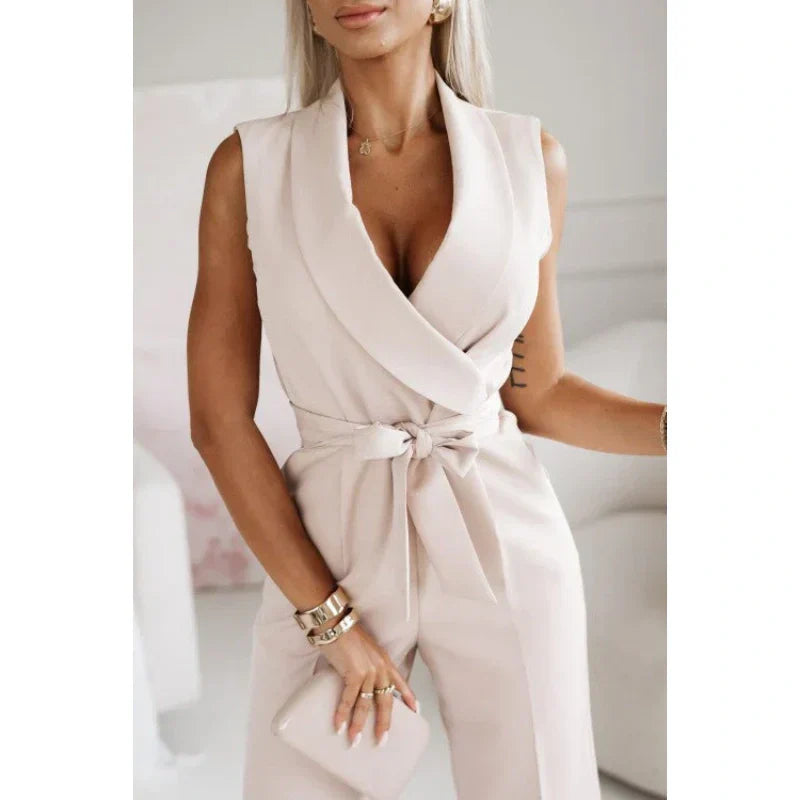 ☀️Women's Sleeveless V-Neck Solid Jumpsuit🕊️