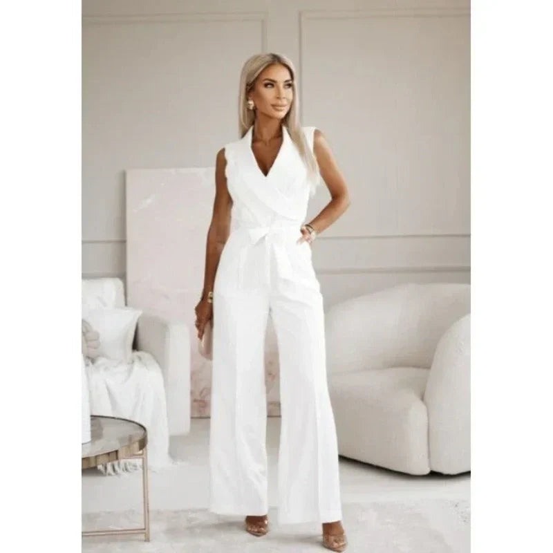 ☀️Women's Sleeveless V-Neck Solid Jumpsuit🕊️
