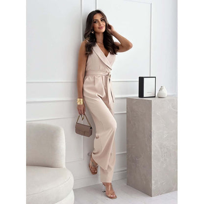 ☀️Women's Sleeveless V-Neck Solid Jumpsuit🕊️