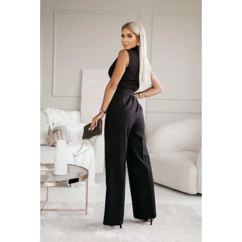☀️Women's Sleeveless V-Neck Solid Jumpsuit🕊️