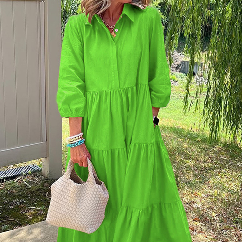 🌿 Lapel slit ankle skirt|loose cut Slightly flared hem, a pear-shaped figure to cover the flesh