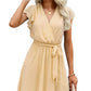 🎗️Elegant Wrap V-Neck Tie Waist Ruffle-Sleeve Dress🤍