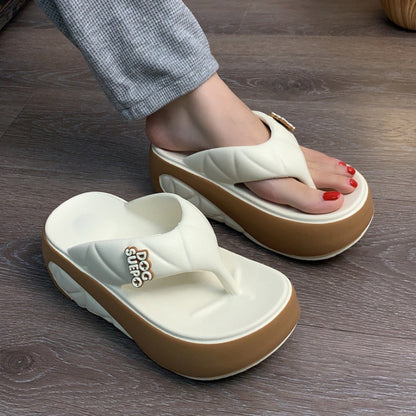 Women's Summer Color-Block Soft Platform Flip Flops