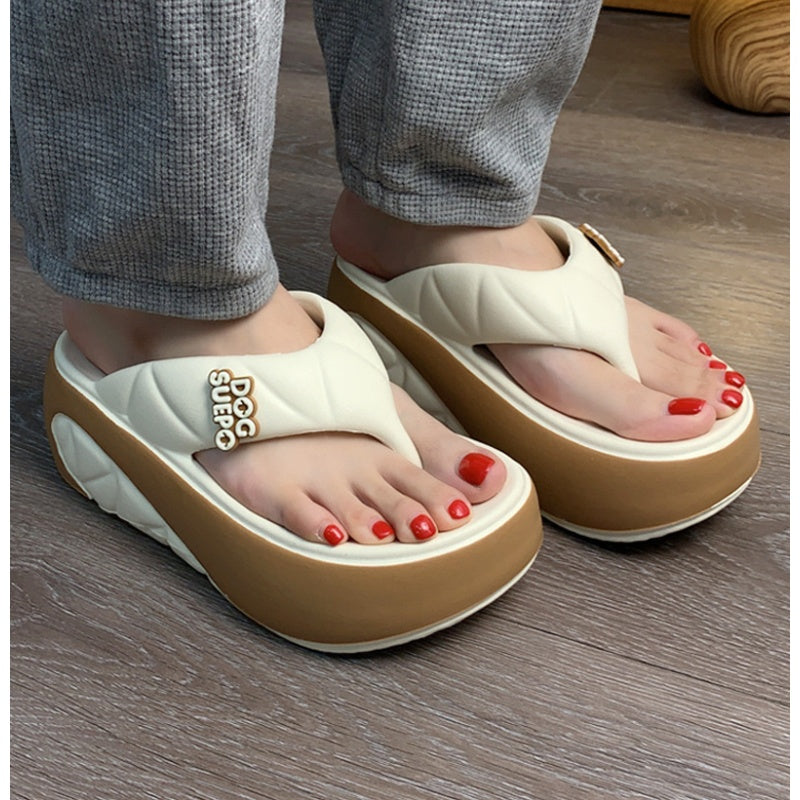 Women's Summer Color-Block Soft Platform Flip Flops