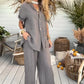 Women's Solid Color Loose Short-Sleeve Shirt & Wide-Leg Pants 2-Piece Set