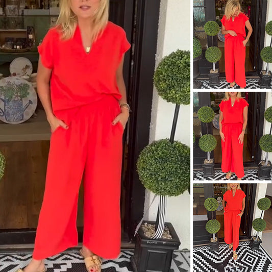 🔥Women's Solid Color Casual Two-Piece Set