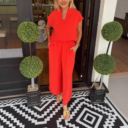 🔥Women's Solid Color Casual Two-Piece Set