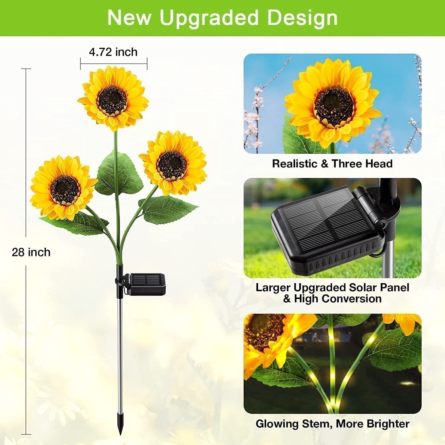 🌻49% OFF FLASH SALE ! Sunflower Solar Lights – Glowing Decor for Garden ✨🌿【Hurry Up】