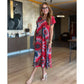 Women's Casual V-Neck Printed Maxi Dress