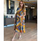 Women's Casual V-Neck Printed Maxi Dress