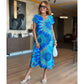 Women's Casual V-Neck Printed Maxi Dress