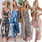 🔥Summer Hot Sale💝Women's Casual Strap Loose Tie-Dye Wide Leg Jumpsuit