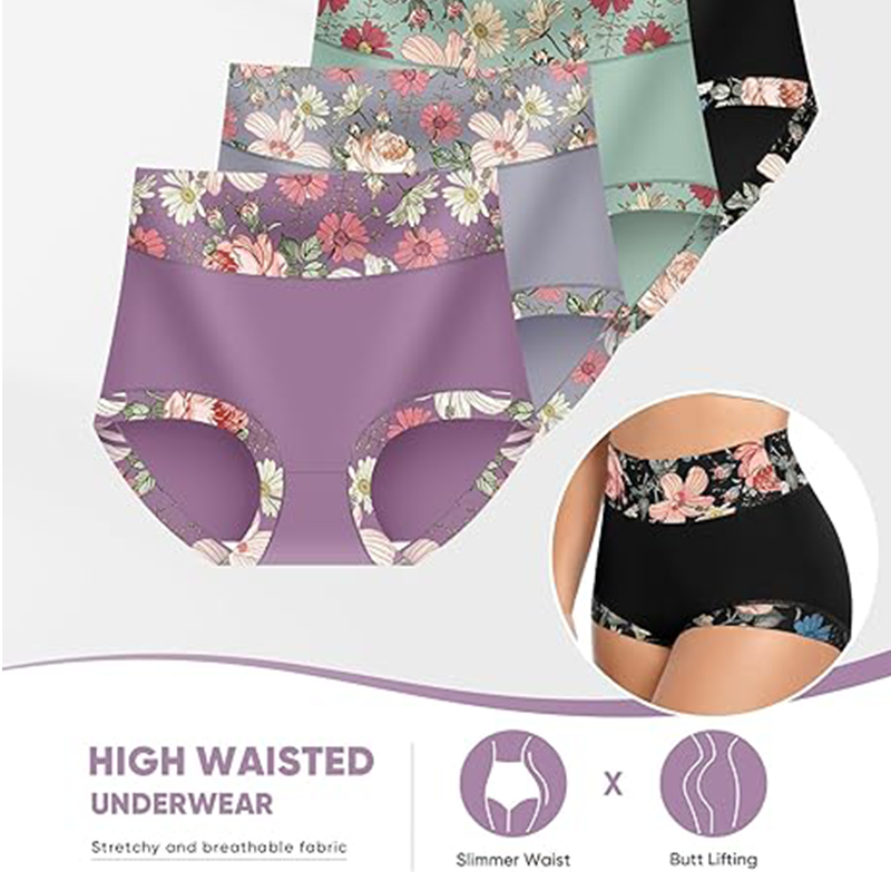 Women's High Waisted Floral Printed Panty Set