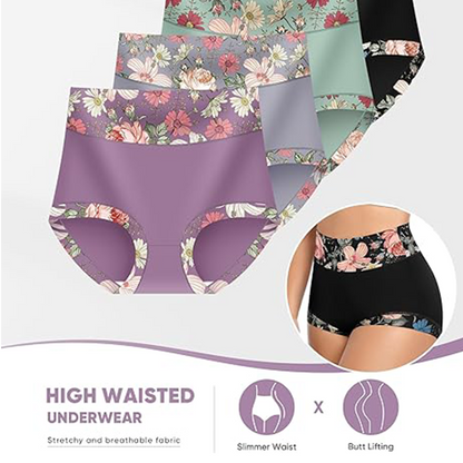 Women's High Waisted Floral Printed Panty Set