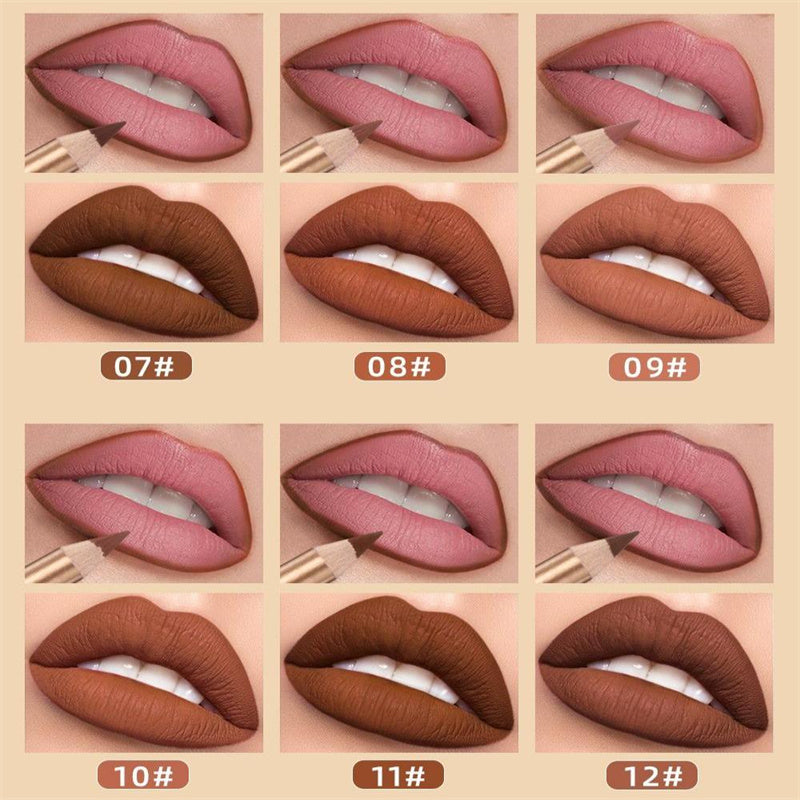 12-Color Smudge-Proof Lip Liner Pencil Set
