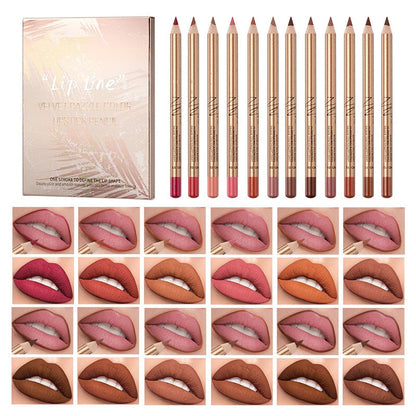 12-Color Smudge-Proof Lip Liner Pencil Set