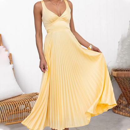 ⏳Time-limited Special⏰Sexy Open-Back Halter Pleated Dress👗