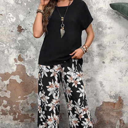 ⏰🔥LIMITED TIME 49% OFF! 💃 Women’s Casual Floral Print Wide-Leg Trousers & Short Sleeve Top Set – Flowy, Comfortable & Effortlessly Chic ✨🌸