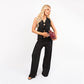 Women's Elegant V-Neck Top and Comfortable Pants Set