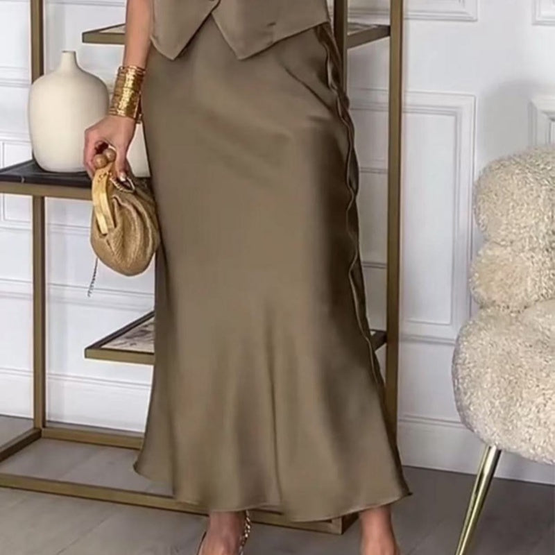 💖 Women's Elegant Sleeveless Top and Skirt Set