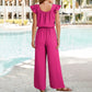 Women's Solid Color Pleated Square Neck Jumpsuit