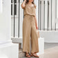 Women's Solid Color Pleated Square Neck Jumpsuit