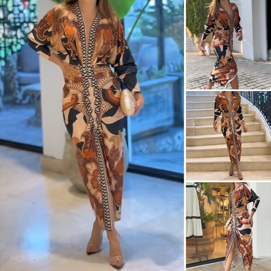 ⏳Time-limited Special⏰Slim V-Neck & Split Hem Maxi Dress👗