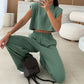 Women's Casual Cropped Top & Full-Length Pants Set