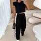 Women's Casual Cropped Top & Full-Length Pants Set